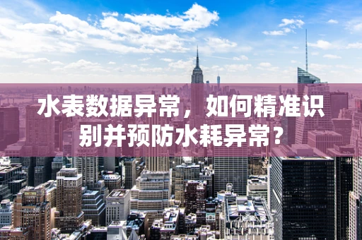 水表数据异常，如何精准识别并预防水耗异常？