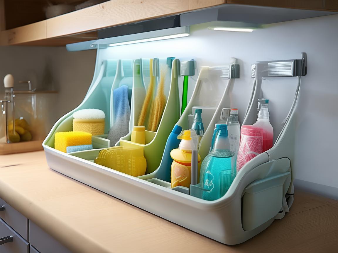 如何优化厨房清洁用品架的设计以提升用户体验？